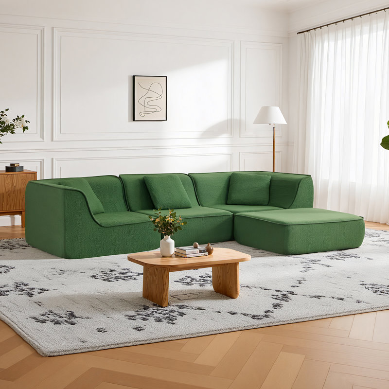 Canapé modulaire à compression à 2 pièces sans assemblage désossé 107,8 po Boneless Athera, Vert mousse