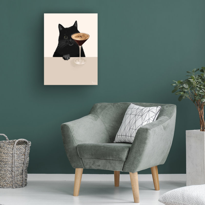 «George Oliver Tara Royle Espresso Martini Cat, art mural sur toile WAG37681, H 47 po x l 35 po