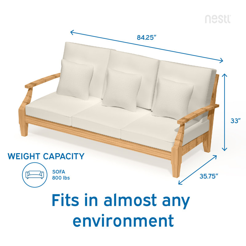 Canapé d'extérieur avec coussins de 84,25 po Byxbee, Blanc