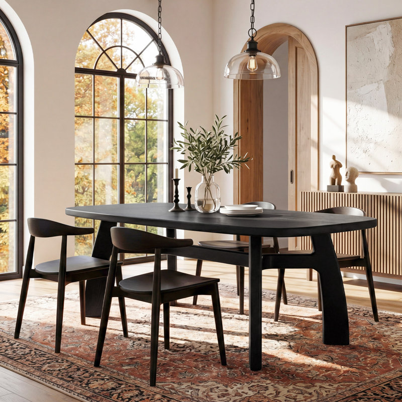 Table de salle à manger moderne en bois massif de 63 pouces pour 6 à 8 personnes