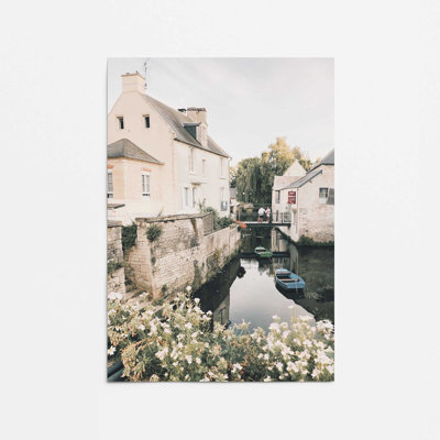 Serene Village Waterscape Rolled Print, No Frame