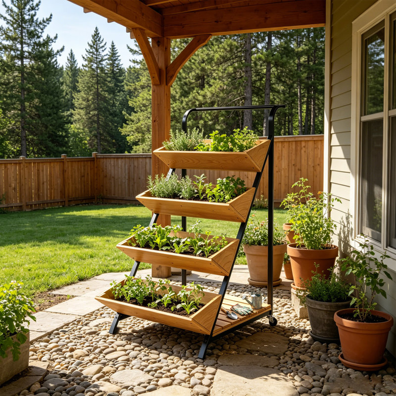 Jardinière verticale en métal avec roues Garden