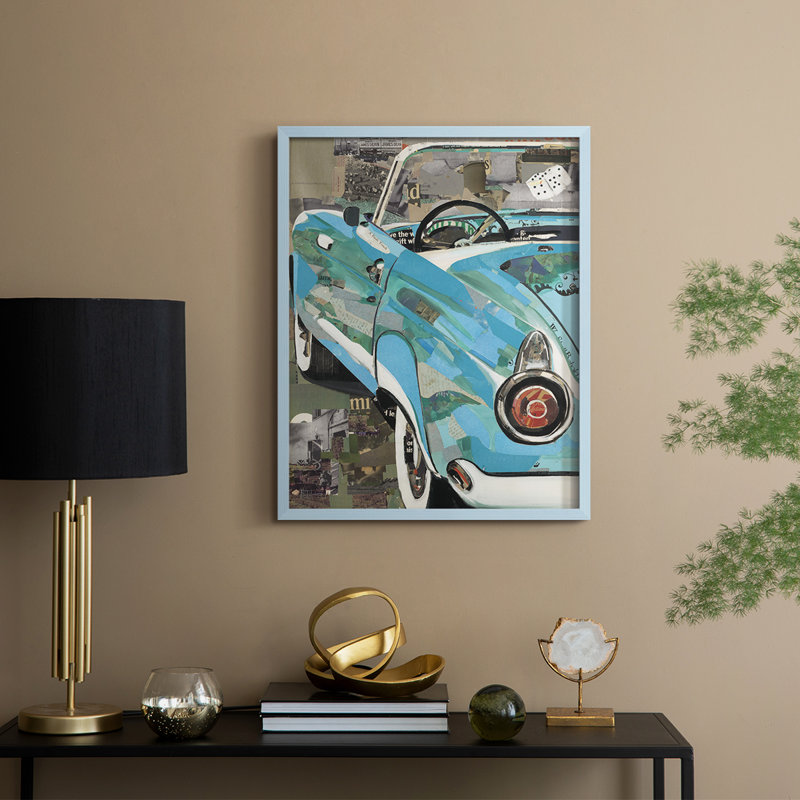 Thunderbird, reproduction encadrée - bois massif, Bleu, H 15 po x l 12 po