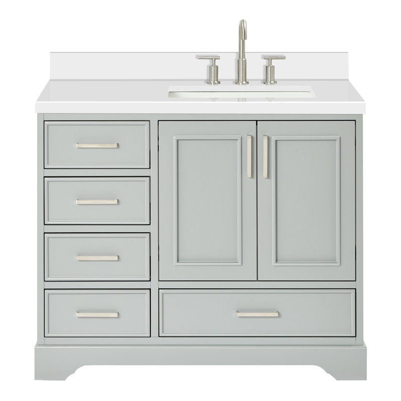 Ensemble de meuble-lavabo simple 43 po avec plateau Abshire, Gris