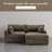 2 - Piece Upholstered Light Brown Faux Rabbit Fur Flannel Reversible Modular Sofa Living Room Sectional Couch with Pillows-926571007-926571003