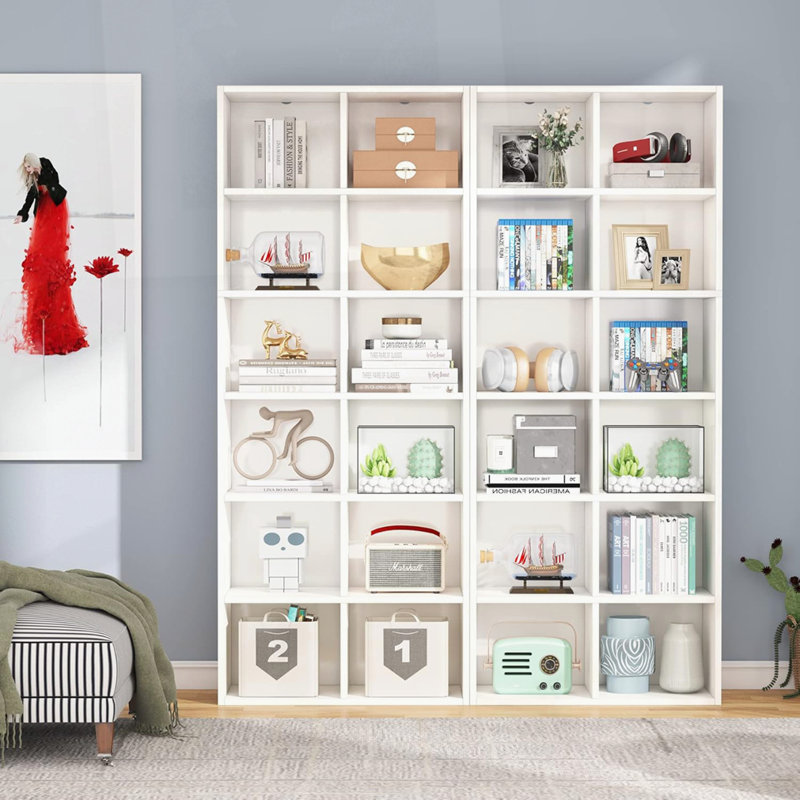 Narrow 12-Cube Modern Vertical Or Horizontal Bookcase Storage