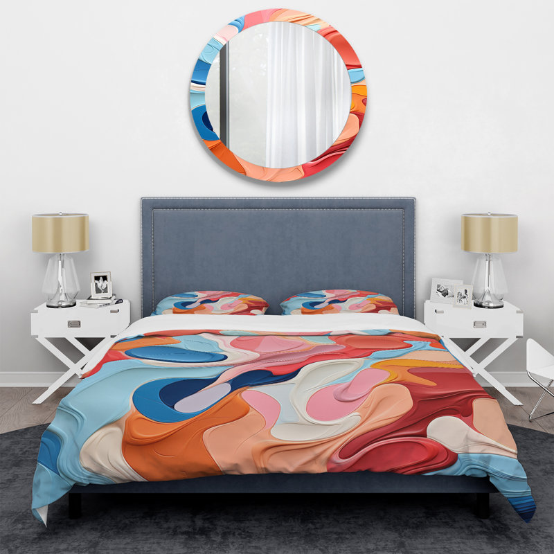 Ensemble de housse de couette Colorful Liquide Abstract, Housse de couette simple + 1 taie décorative stan