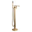 WOWOW Brass Freestanding Floor‑Mount Bathtub Faucet with Hand Shower-91458028