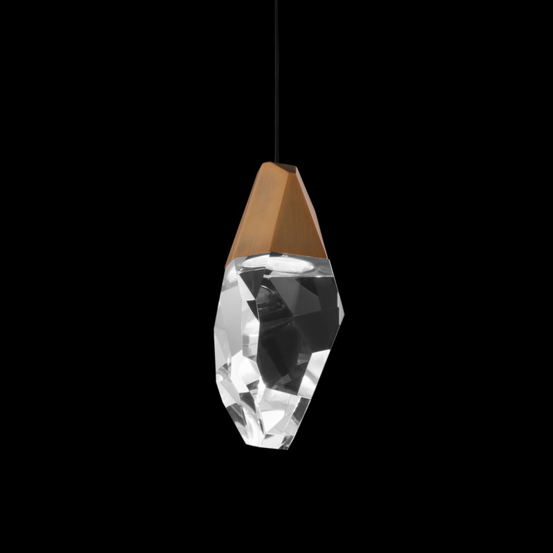 Martini 1 - Light LED Pendant, Aged Brass, Clear Optic Crystal