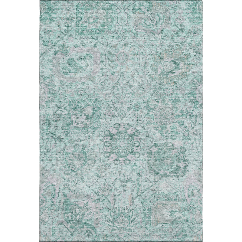 Premium Machine Washable Wayne AMF1102 Damask Rug, Rectangle 8' x 10'