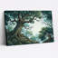 «Gnarled Tree On Rocky Outcrop In Teal Green Forest», art mural-133047448