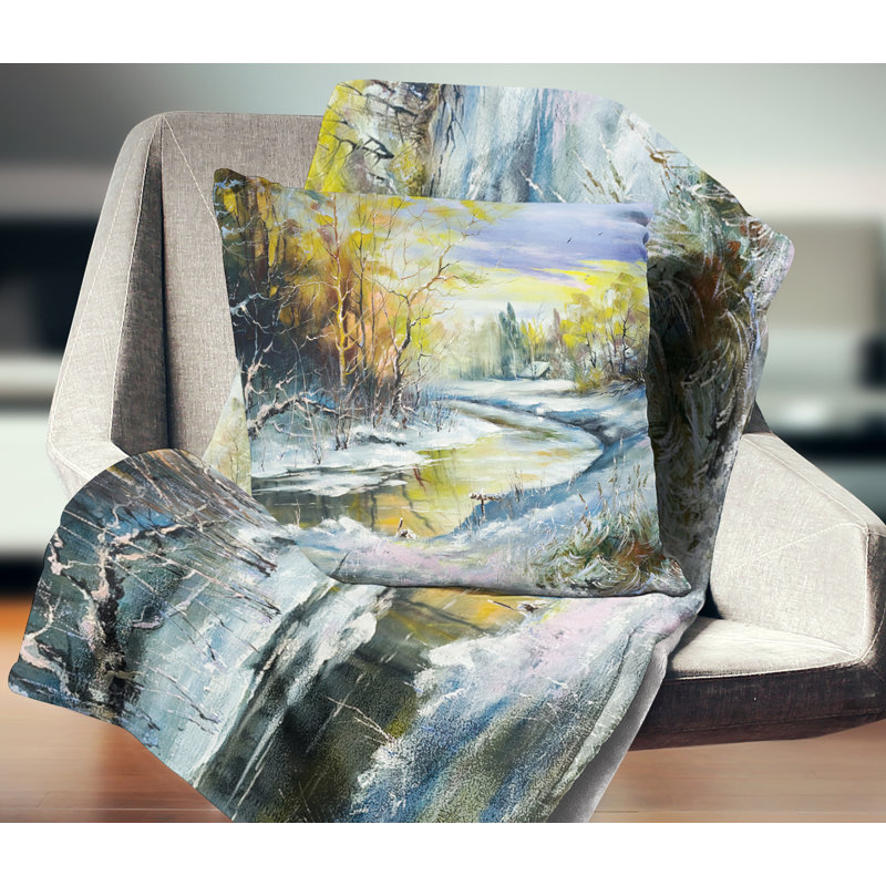 Coussin Landscape River, 18 po x 18 po, Carré