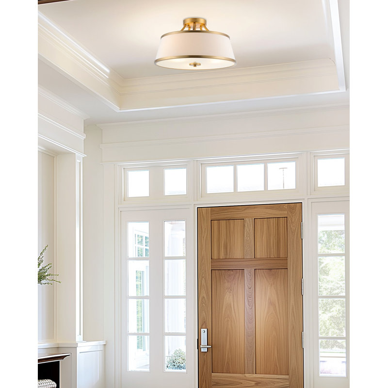 Celiyah Fabric Semi Flush Mount, Warm Brass
