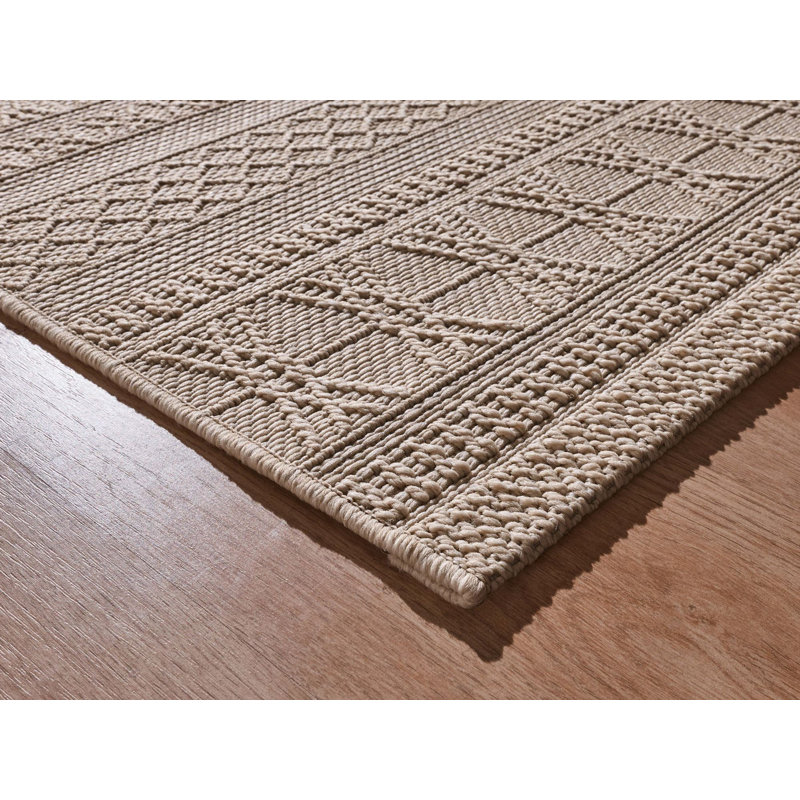 Flachgewebe-Innen/Außen-Teppich Kocher in Creme, Rectangle 80 x 150cm
