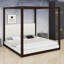 Lit plateforme moderne à baldaquin en bois, tête de lit tapissier pour un sommeil confortable-129390415-129390418