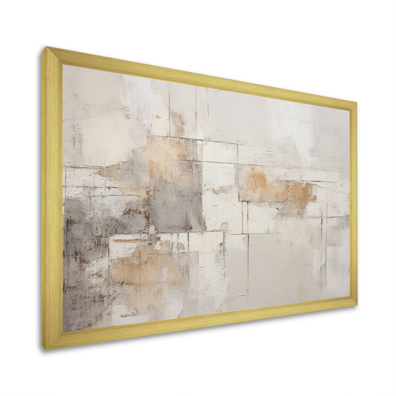 Minimalisme, art zen moderne scandinave I - Art mural moderne-scandinave, Cadre doré simple, H 24 po x l 32 po x P 1 po