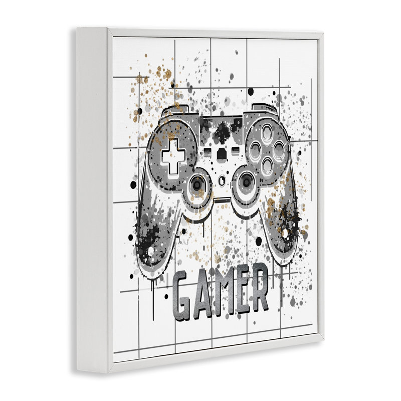 «Gamer with Pixel Splatter», estampe numérique, conception de Kim Allen, H 17 po x l 17 po