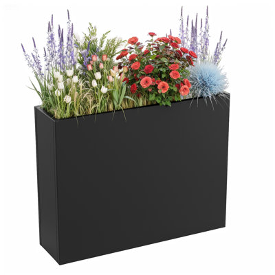  38" Rectangular Metal Planter Box,Black