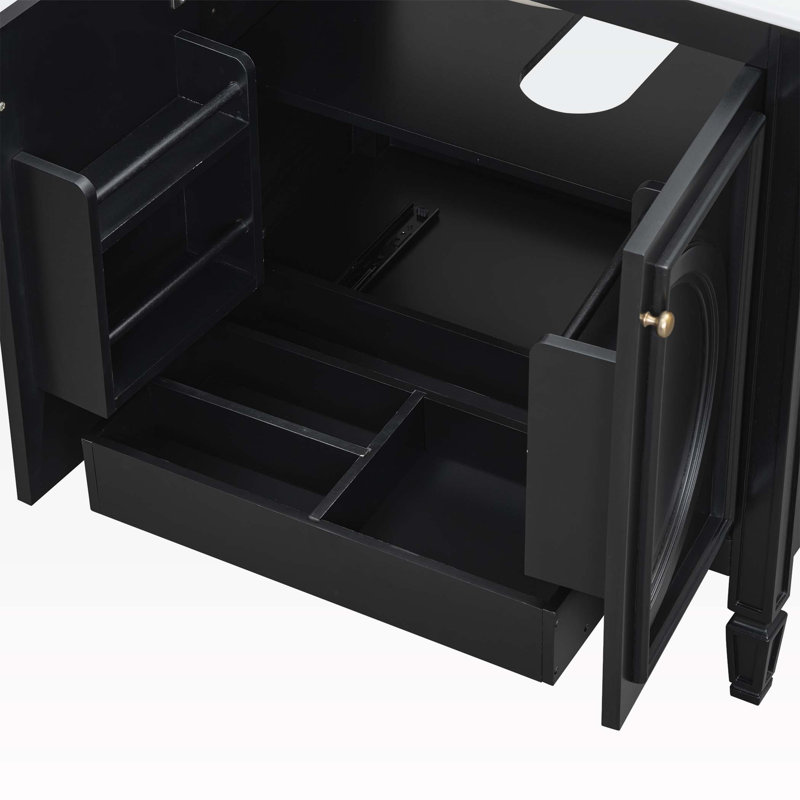 Meuble-lavabo 30 po avec lavabo, Noir, noir, noir, noir