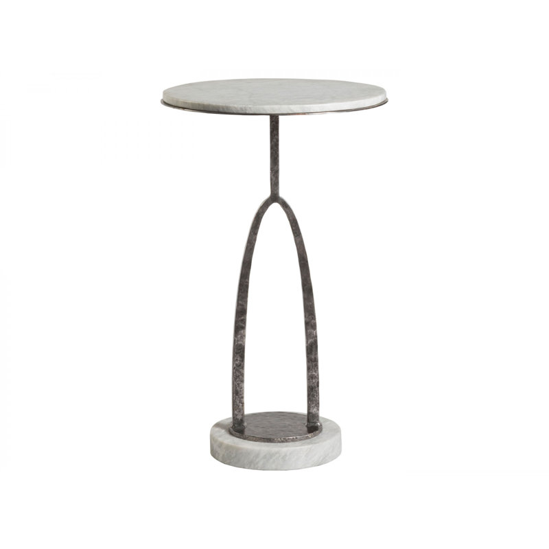 Contemporary Vega 16" Silver Century Marble & Iron Round Table