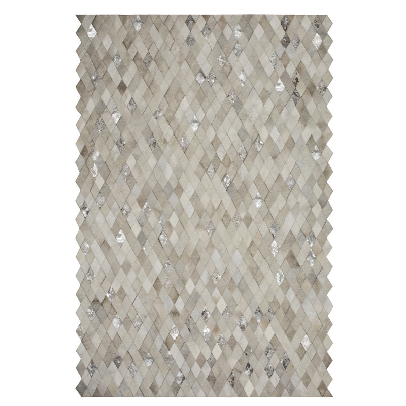 Tapis fait à la main Demeter, Rectangle de 5 pi x 8 pi, Ivoire / platine / beige / brun