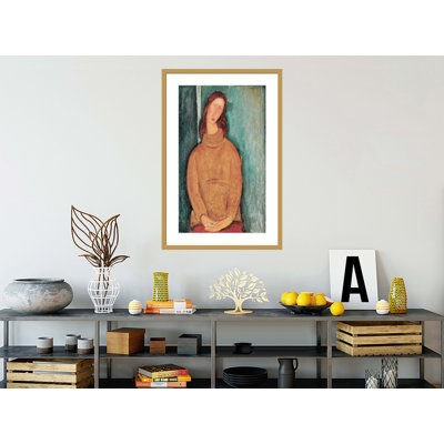 Portrait de Jeanne Hébuterne par Amedeo Modigliani - Estampe numérique encadrée