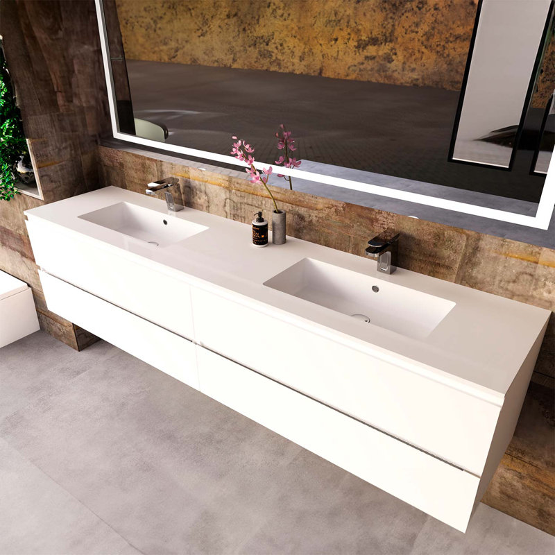 Meuble-lavabo simple DAX Pasadena 80 po avec vison mat et bassin brillant Toscana, Vison mat