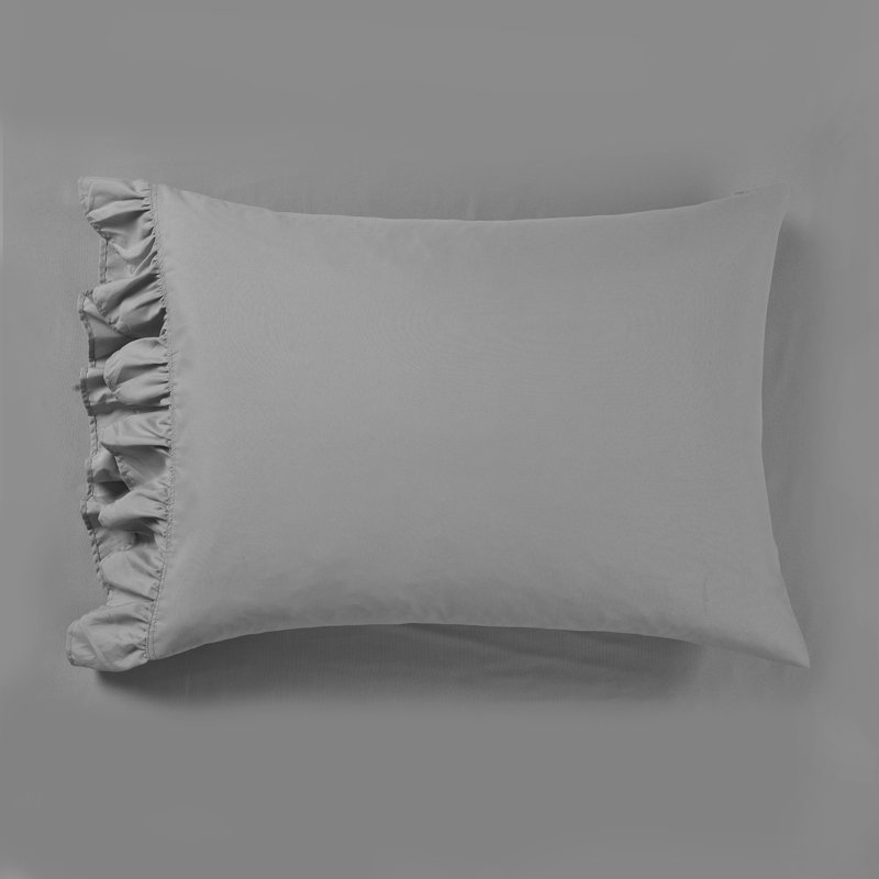 Reyna Ruffle Microfiber Sheet Set, Queen Sheet Set with Fitted Sheet and 4 Pillowcase, Dark Gray