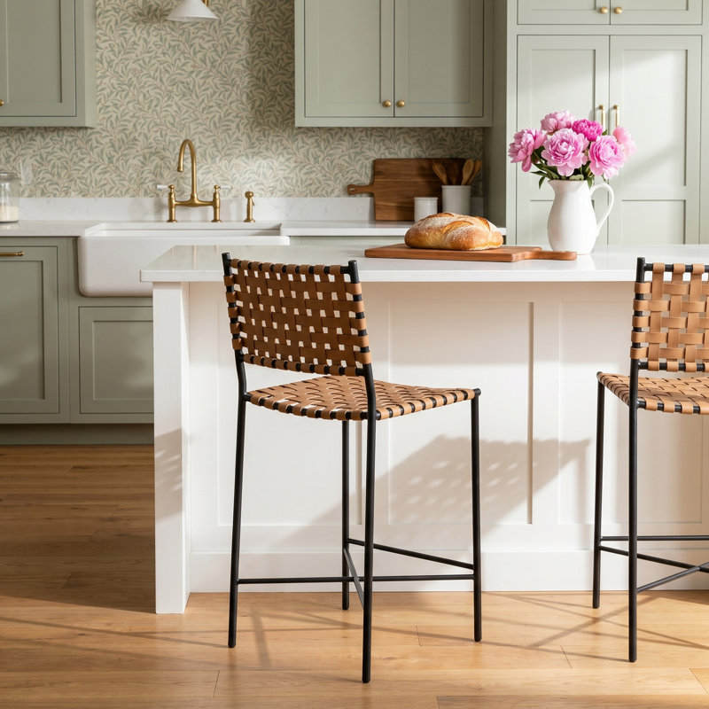 Altessa Counter & Bar Stool, Counter Stool (25" Seat Height), Natural Genuine Leather
