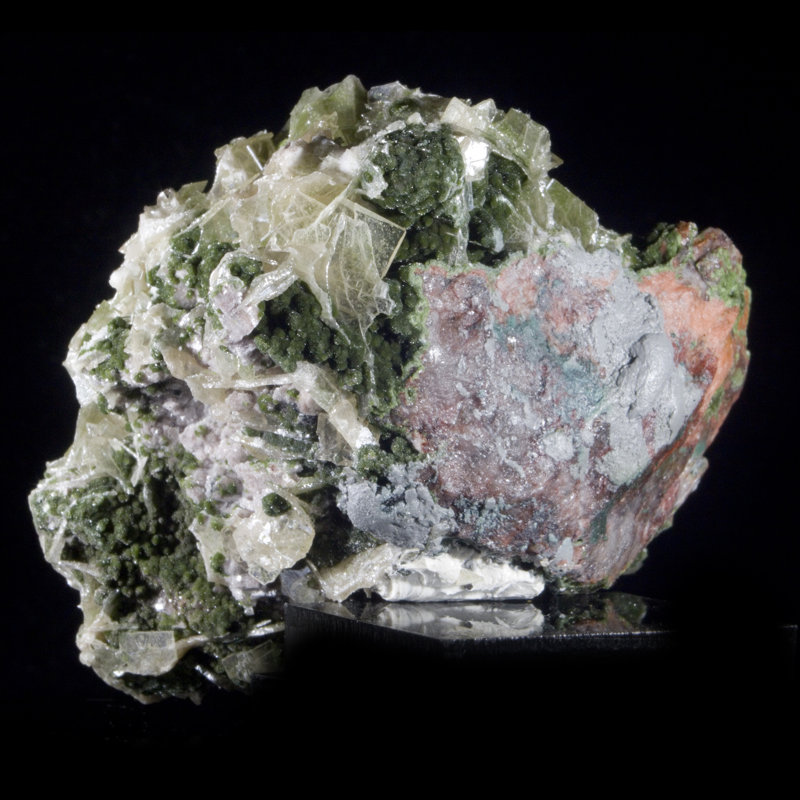 Wulfenite with Duftite. Tsumeb Mine, Namibia