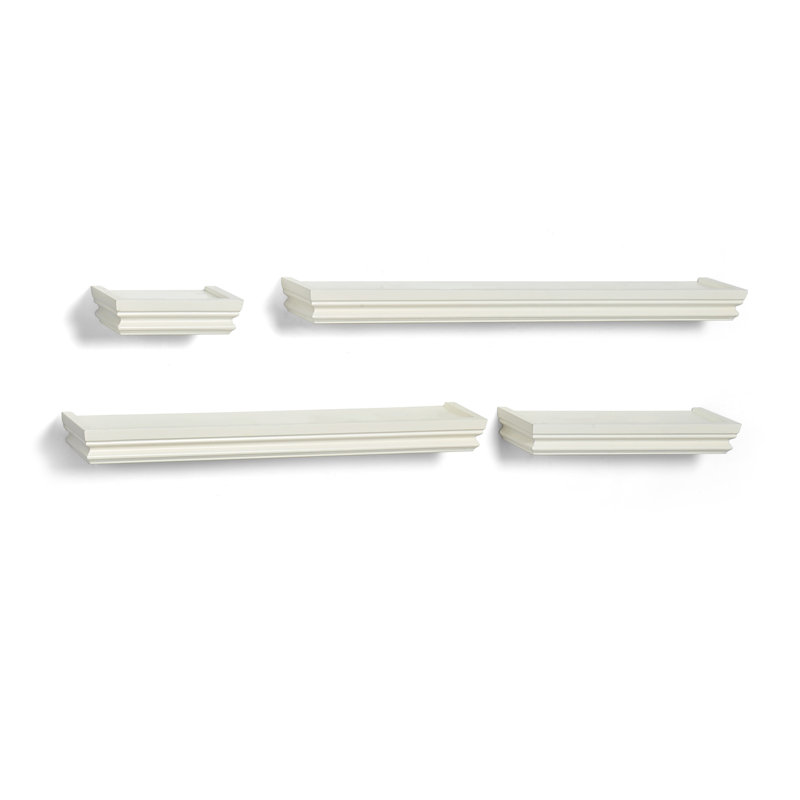 Tablettes flottantes à moulures couronnées 4 pièces Melannco, blanc