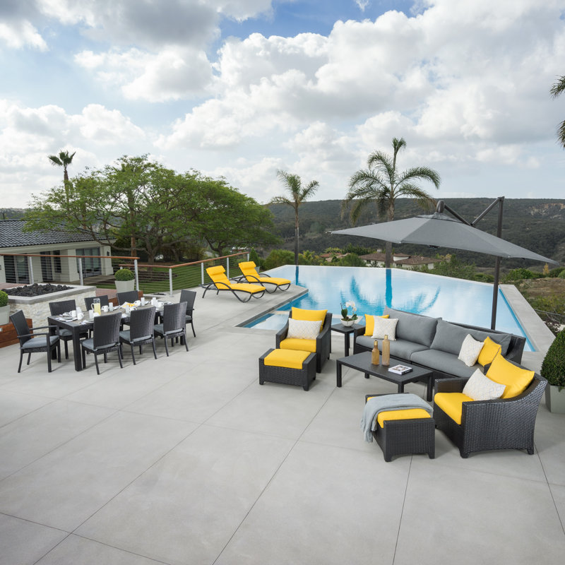 Ensemble de conversation de terrasse pour 15 personnes avec coussins Fionnula, Gris anthracite Sunbrella®