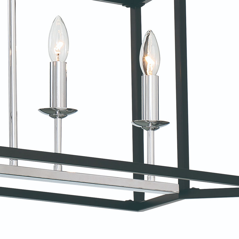 Luminaire suspendu linéaire à 6 lumières pour îlot de cuisine Jarno, Noir / chrome