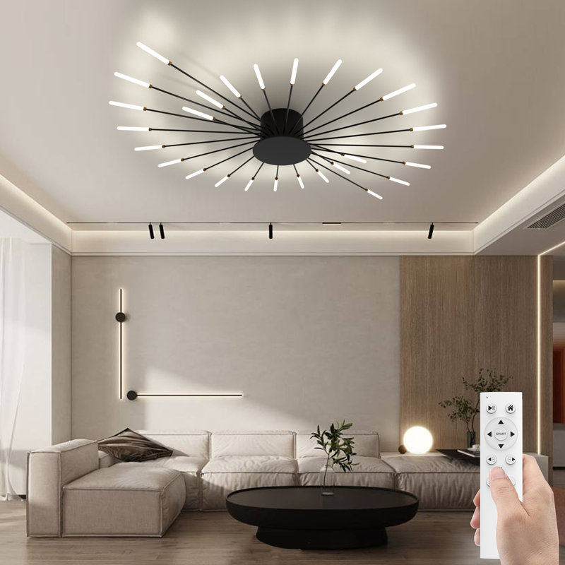 Acrylic LED Flush Mount, Matte Black