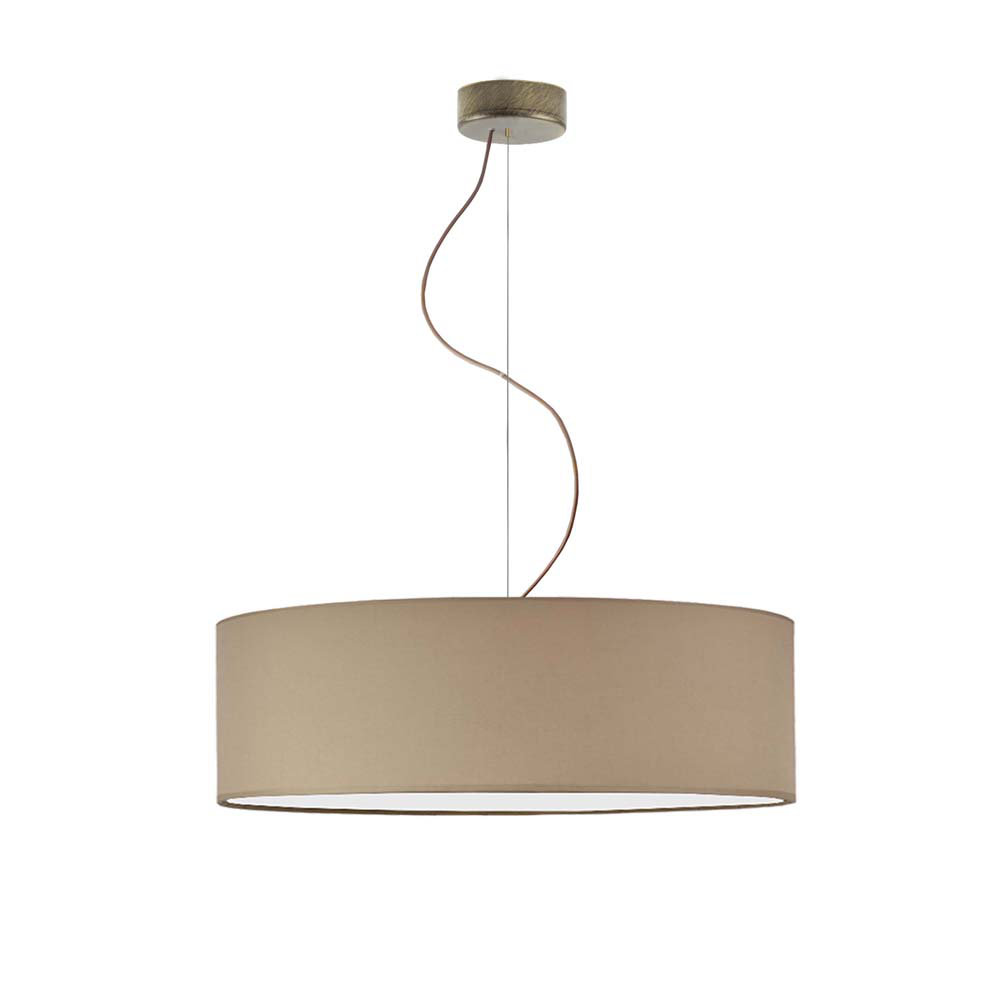 17 Stories Trommel-Pendelleuchte 4-flammig Aubryella Schirmfarbe: beige, Gestellausführung: Antikgold