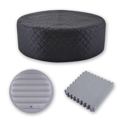 3-Piece Inflatable Hot Tub Cec Insulation Cover Set, Suit For Round Inflatable Spa, Outdoor Spa Inflatable Cover Square Top Lid, Insulation Cover, Hot Tub Mat