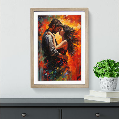 Lovers Action Painting Art - Framed Print