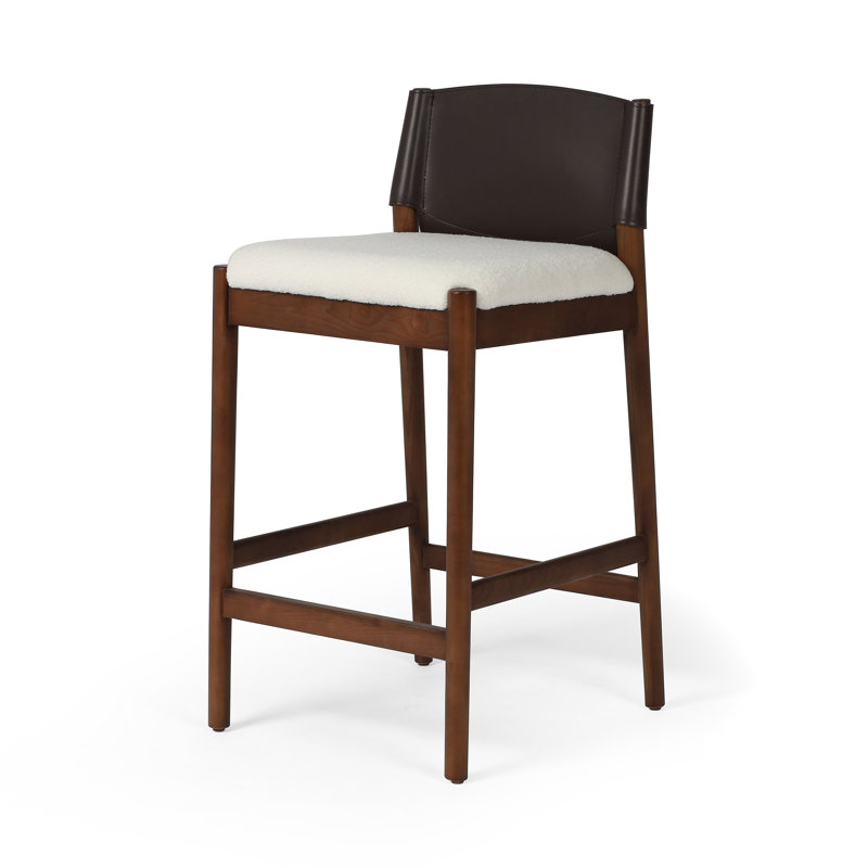 Lulu Upholstered Stool with Solid Wood Frame, Counter Stool (26” Seat Height), Umber