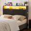  Tête de lit très grand avec rangement, hauteur réglable, tête de lit tapissier en velours avec lumières à DEL et station de charge, tête de lit autoportante moderne, facile à assembler, noir-984896307-984896310