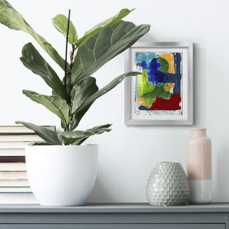 Brights Strokes II - impression encadrée, H 25,5 po x l 17,5 po, Argent argent