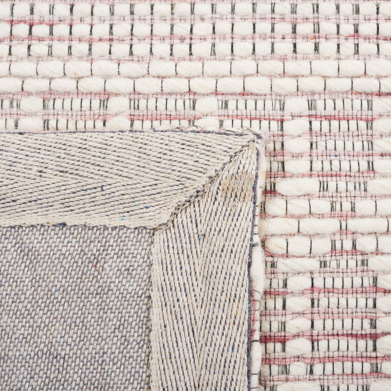 Rabun Geometric Handmade Handwoven Area Rug in Pink / Ivory, Runner 2'3" x 9'