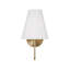 Applique murale 1 lumière en laiton mat 7,50 "x H 14" avec abat-jour en tissu blanc effilé et diffuseur en verre