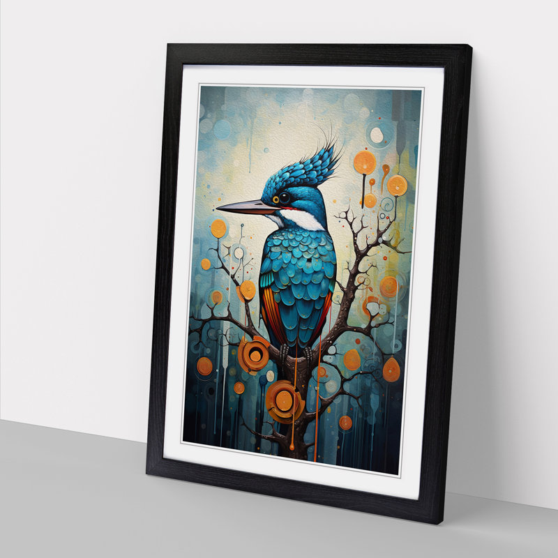 Kingfisher Dadaism Art - Framed Print, Black Framed, 46cm H x 34cm W