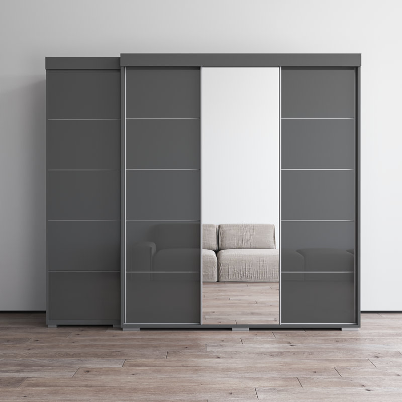 Armoire 94,1 "avec 1 miroir Aria, gris