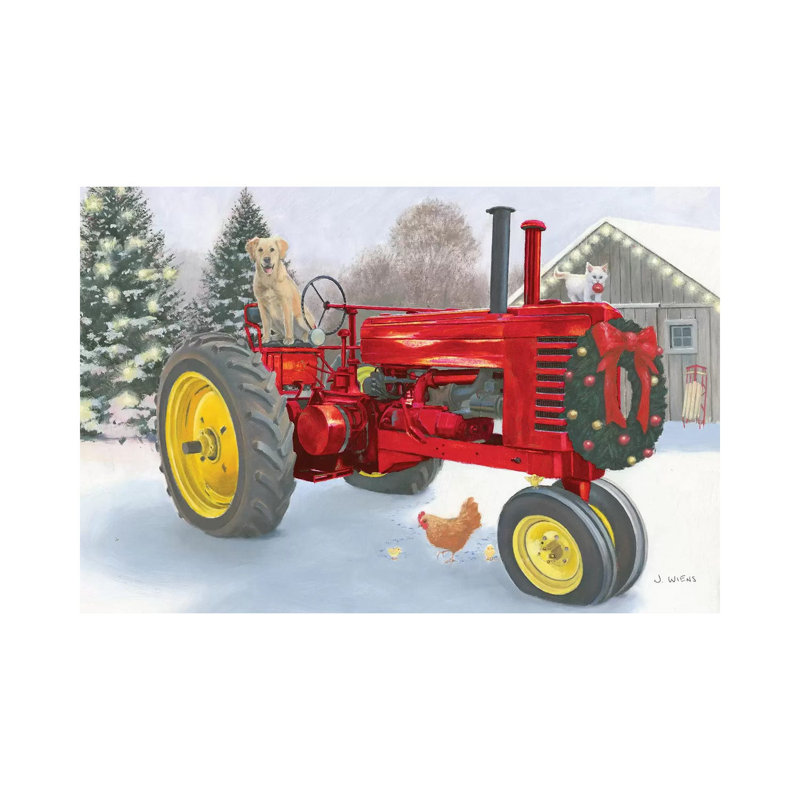 Christmas In The Heartland III Tractor by James Wiens - Wrapped Canvas Painting, 152.5 cm H x 101.5 cm W