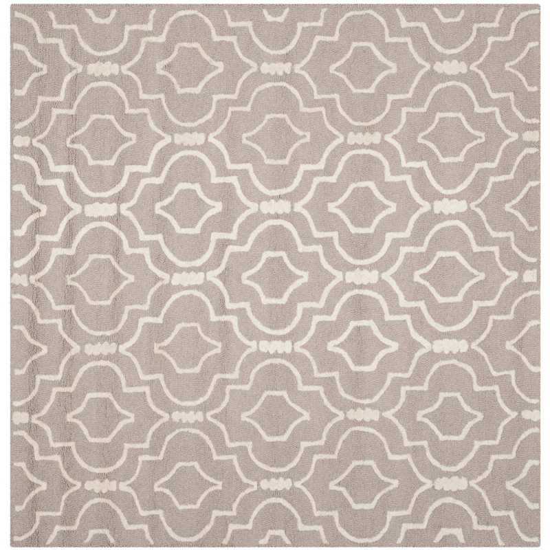 Cannen Hand Tufted Wool Geometric Rug, Square 6'