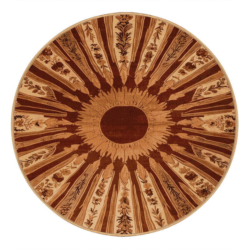 Machine Washable Persian Brown Area Rug, Round 4'