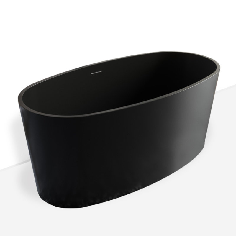Baignoire de trempage autoportante à surface solide 59,25 po. X 30 po. Ove avec Wetmar Bio, Noir mat
