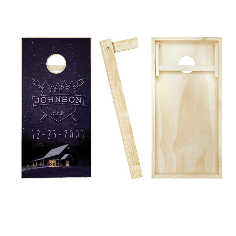 Ensemble de cornhole en bois massif 2 pi x 4 pi avec sacs de mariage, Rouge / Noir