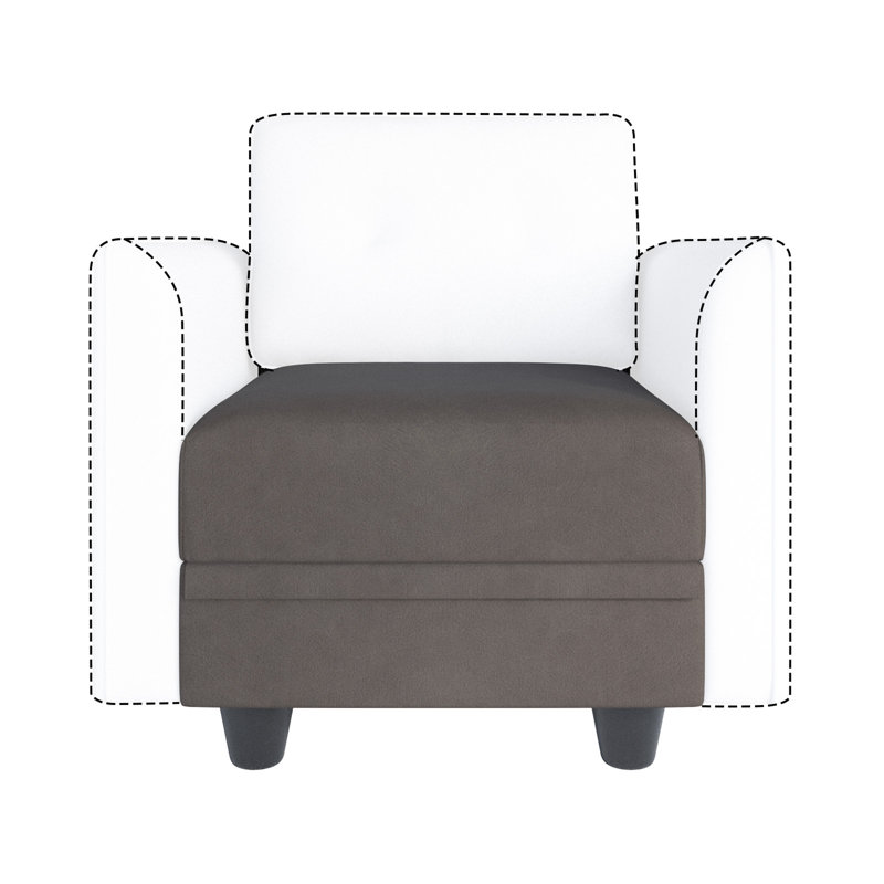 Repose-pieds de rangement en tissu Tomario, Chameau